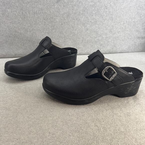 Alegria Selina -Leather Slip On Wedge Platform Clog- Black -Women 41 -NEW - Picture 7 of 11